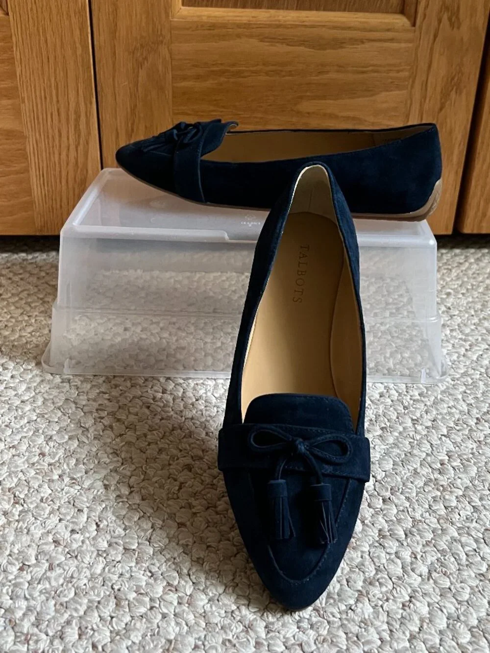 TALBOTS - Francesca Suede Driving Flats - Indigo Blue -- NEW, no Box